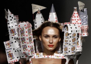 A model presents a creation by French designers On Aura Tout Vu during Georgian Fashion Week in Tbilisi